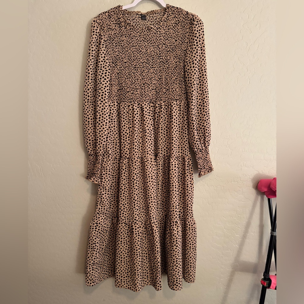 SHEIN Black and Tan Long Sleeve Dress